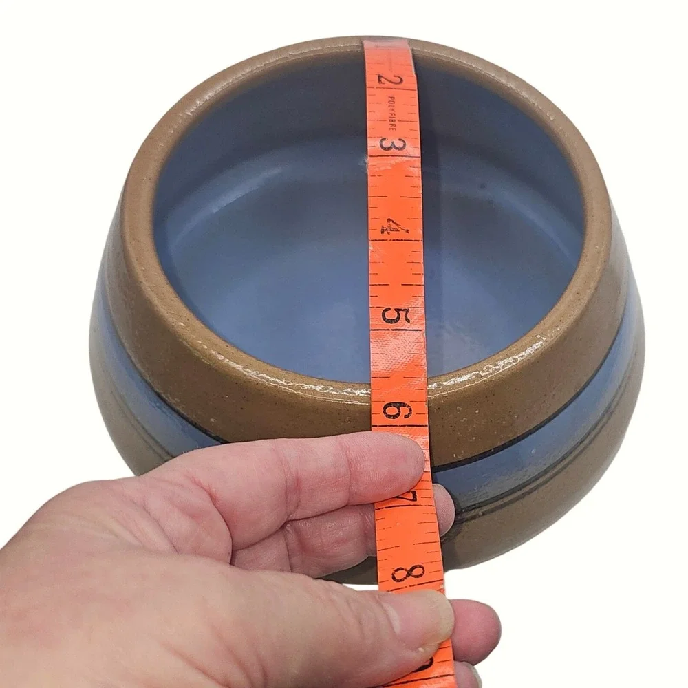 Bretby Stoneware England Blue Banded Tan Ceramic Bowl Studio Pottery 3 Inch‎